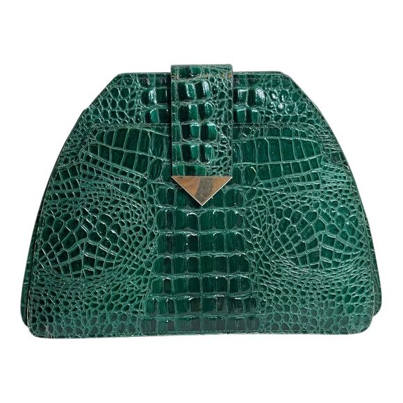 Vintage Handbags - Vintage Green Alligator Skin Large Clutch